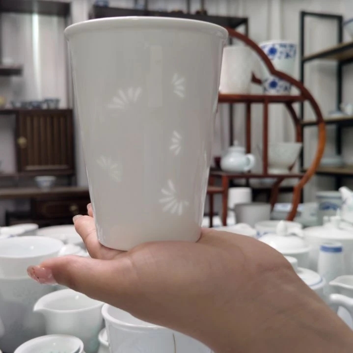 瓷纯白金银厝可乐杯一个景德镇