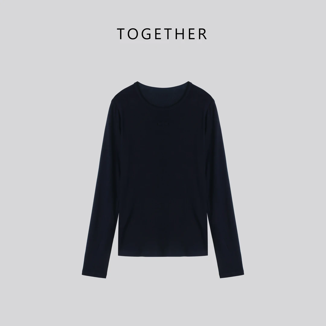 【Together】 · · 早秋款纯色圆领宽松百搭长袖T恤#W8067
