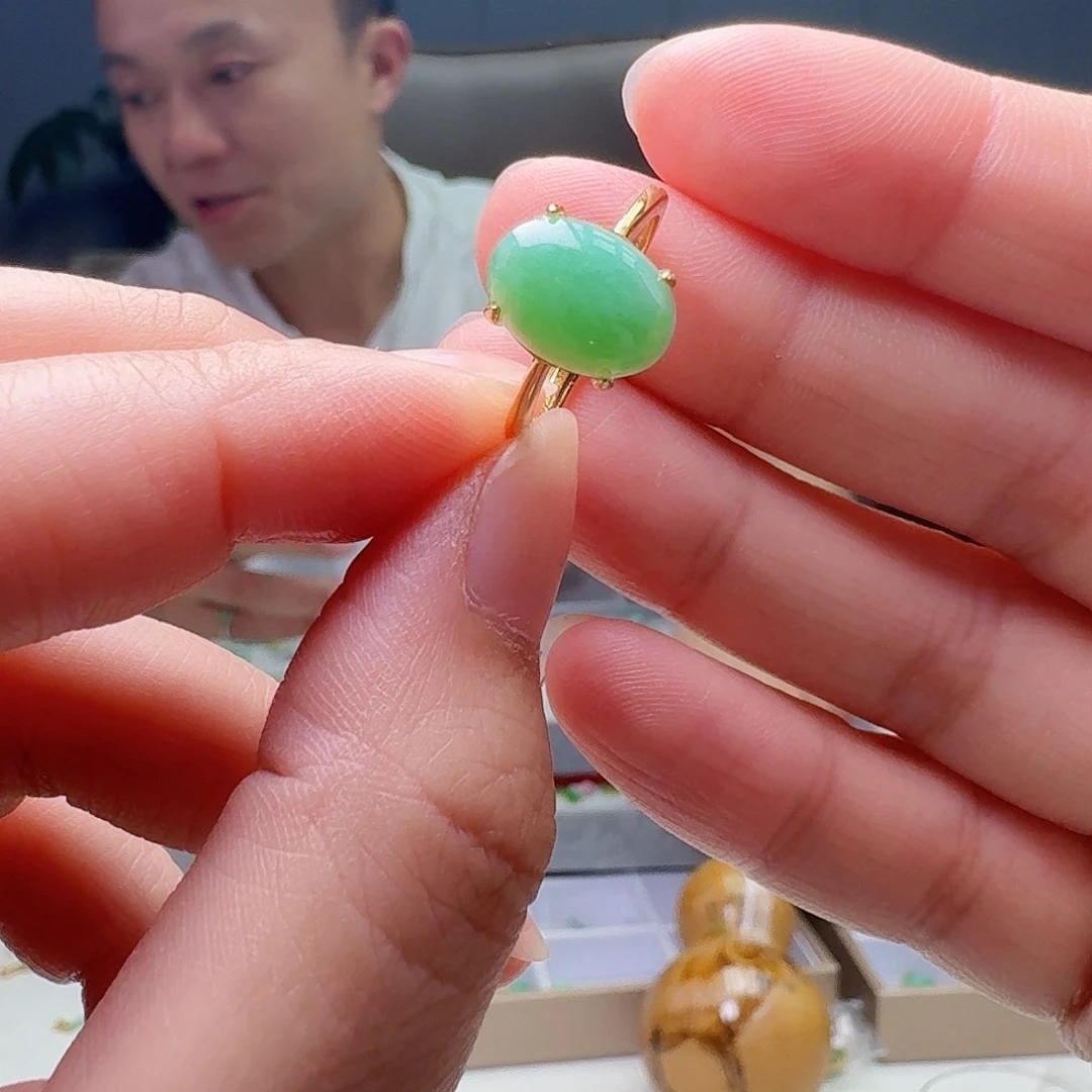 翡翠戒指银S925镶嵌天然