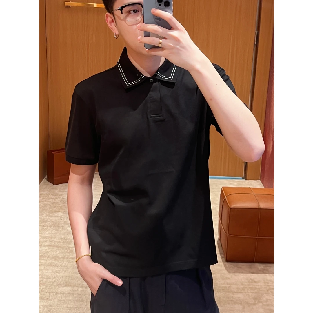 25SS 男士夏季桑蚕丝莱赛尔混纺清凉舒爽休闲翻领POLO衫SM12331