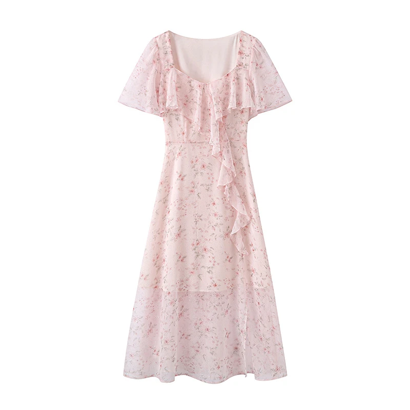 2025年夏季新款雪纺碎花连衣裙印花连身裙中长裙子625203C020337