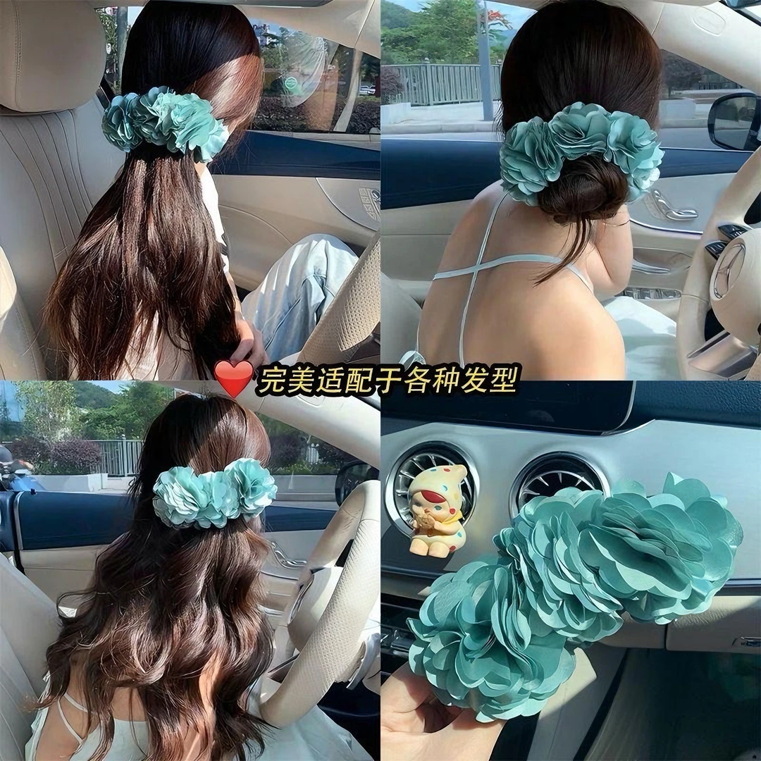 薄荷蓝绿色易梦玲同款花朵香蕉夹女森系发夹扭扭夹盘发抓夹发饰