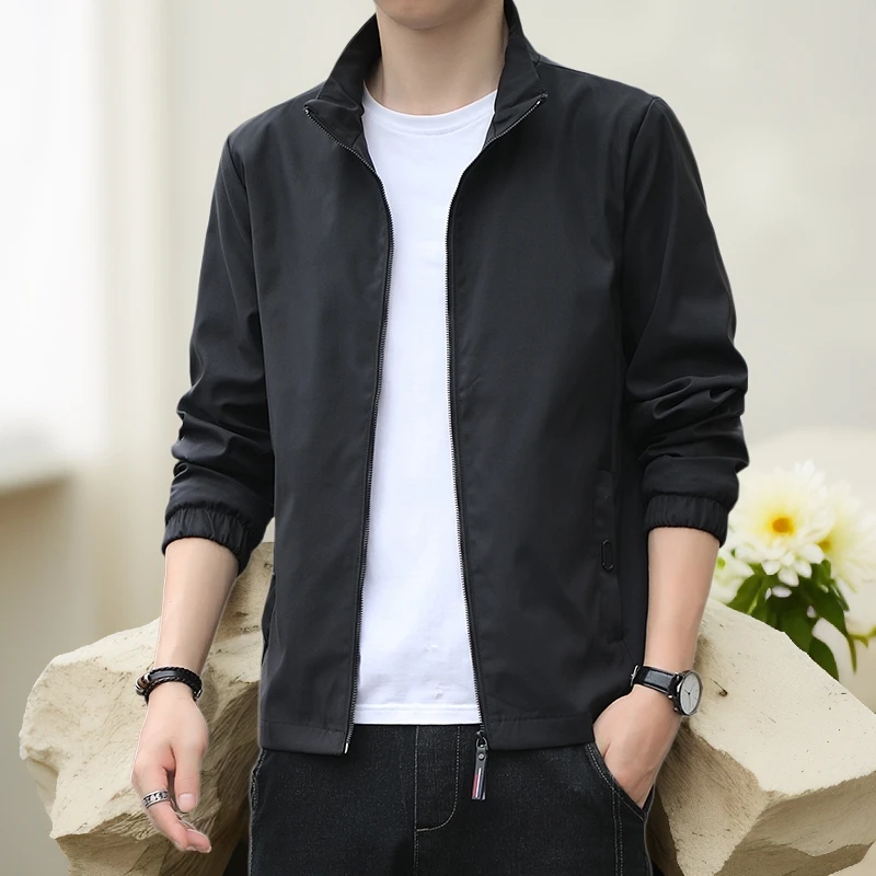 春秋新款男士潮流百搭休闲防风修身薄款运动夹克时尚外套引领时尚