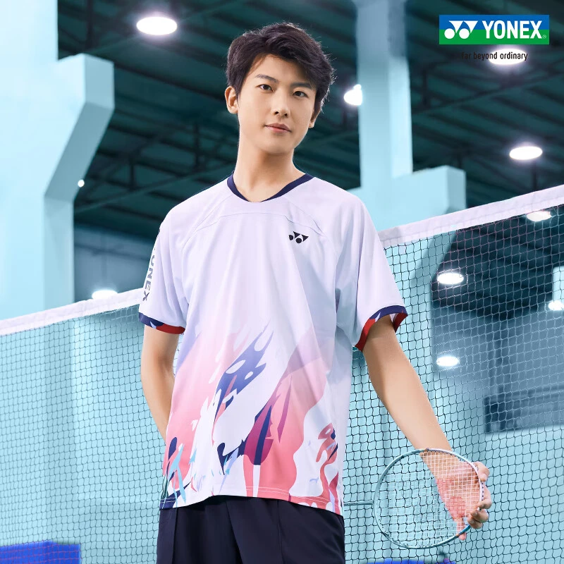 YONEX尤尼克斯羽毛球服 yy男女漫画设计T恤速干白色 球衣比赛服