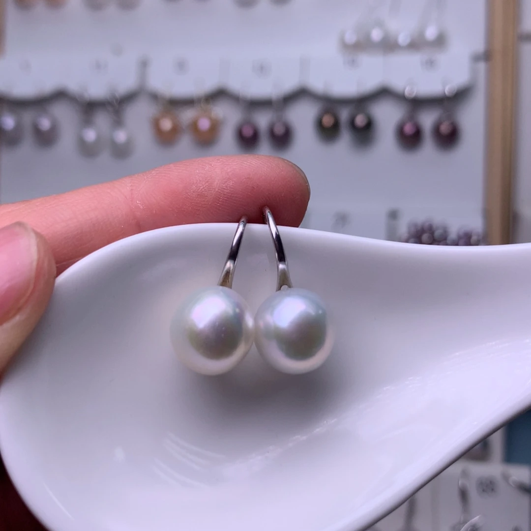 银S925镶嵌耳饰淡水珍珠