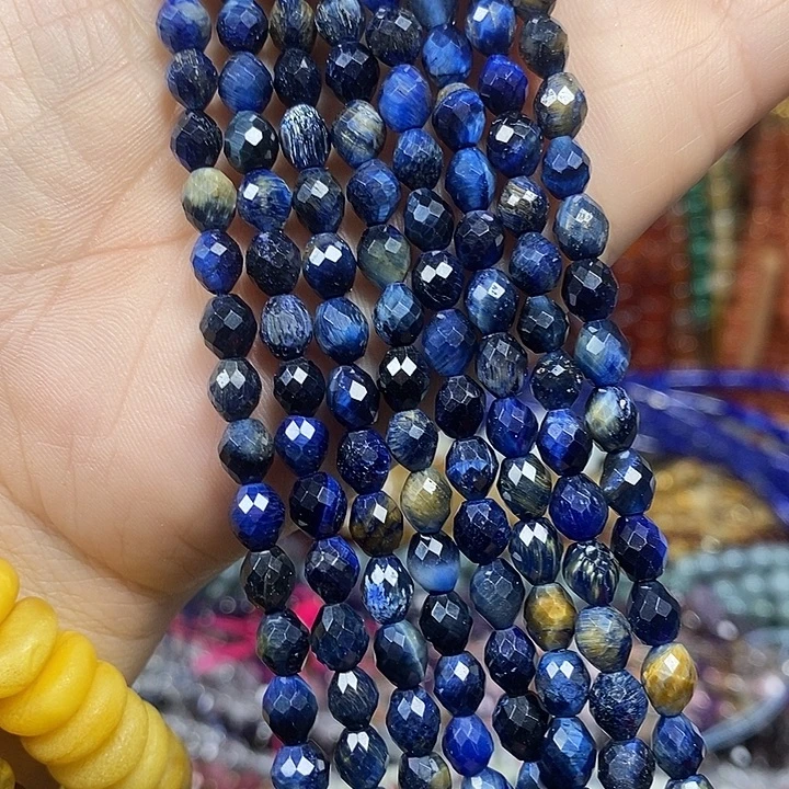 玛瑙/玉髓未镶嵌珠宝半成品虎眼米切卡5mm一条