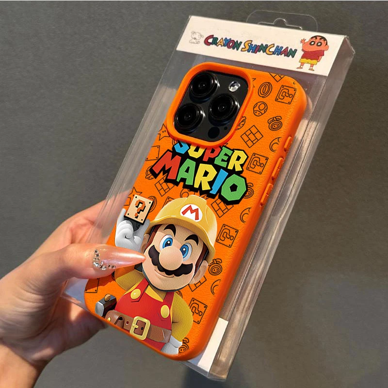 矿工马里奥适用苹果16p/15手机壳iPhone14promax13荔枝纹12软胶11