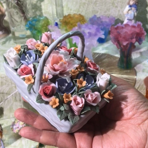 有机玻璃微瑕手工花篮