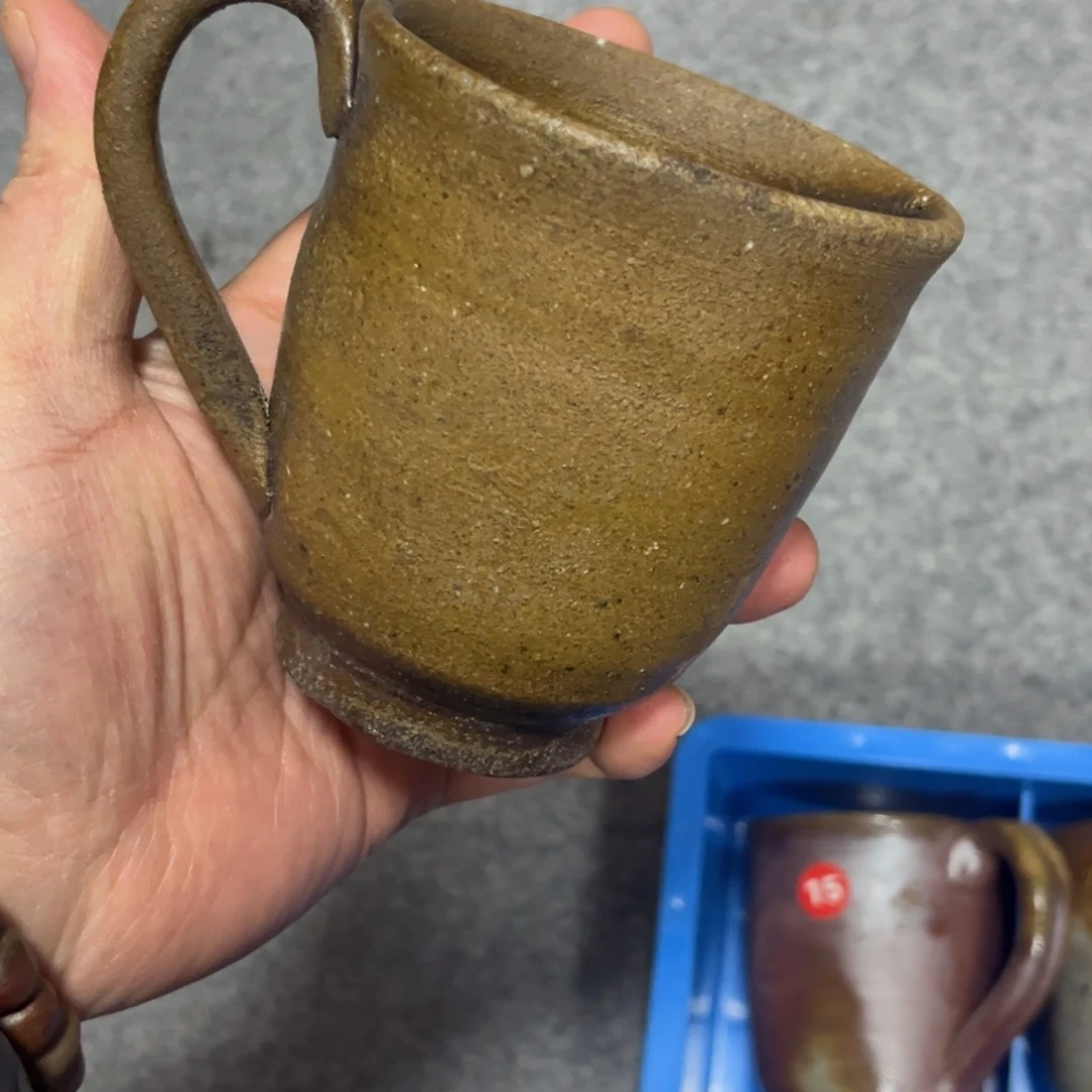 奥本健一茶勺建山备前茶杯