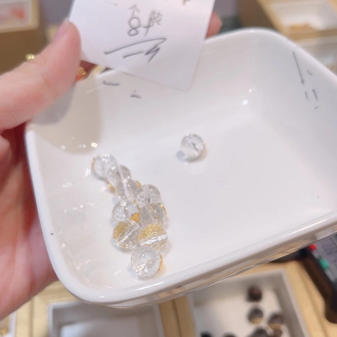 水晶珠宝半成品银S925镀金镶嵌124 。