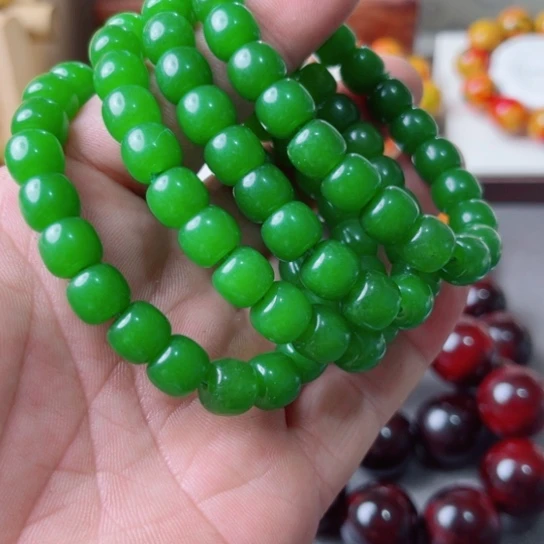 佑***佑和田玉卡1.0手串绿色