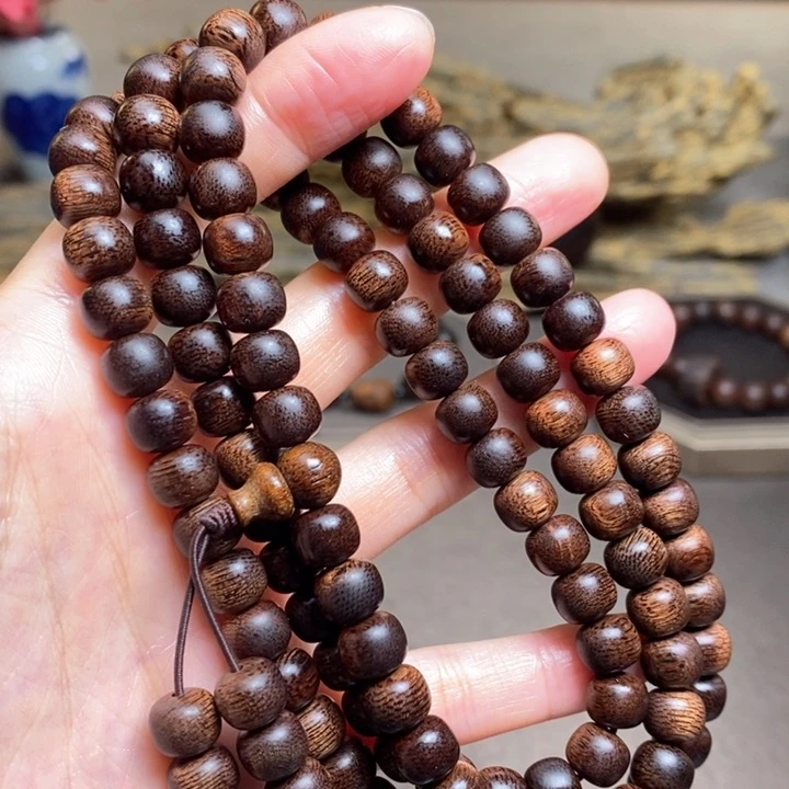 沉香手串越南芽庄黄棋金丝玉化0.6×0.8×108