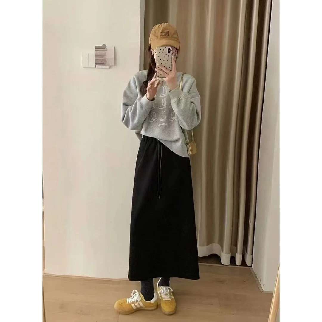 Miss na 1901 糯米羊绒加绒显瘦Ａ字长裙