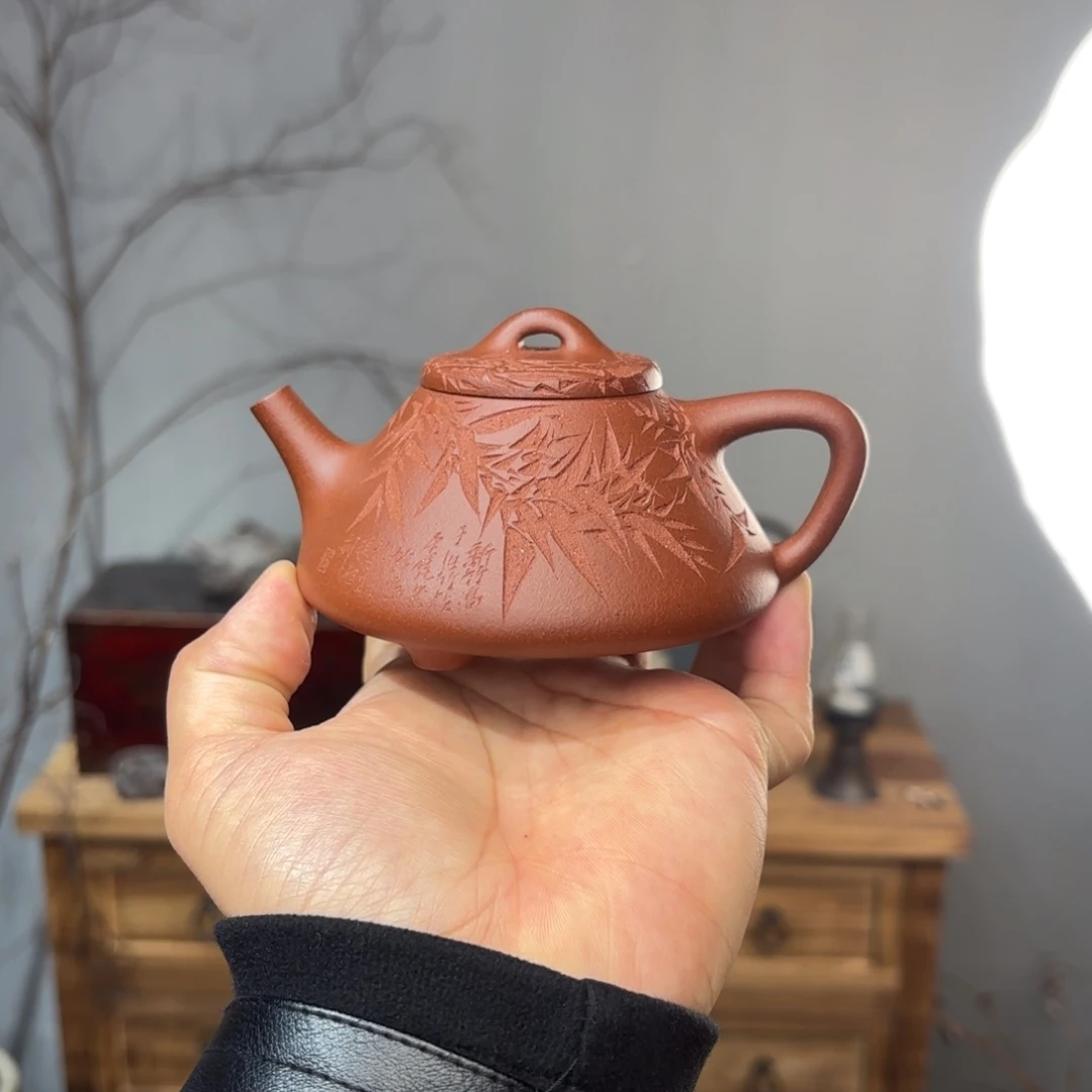 茶壶紫砂子冶石瓢170毫升紫泥