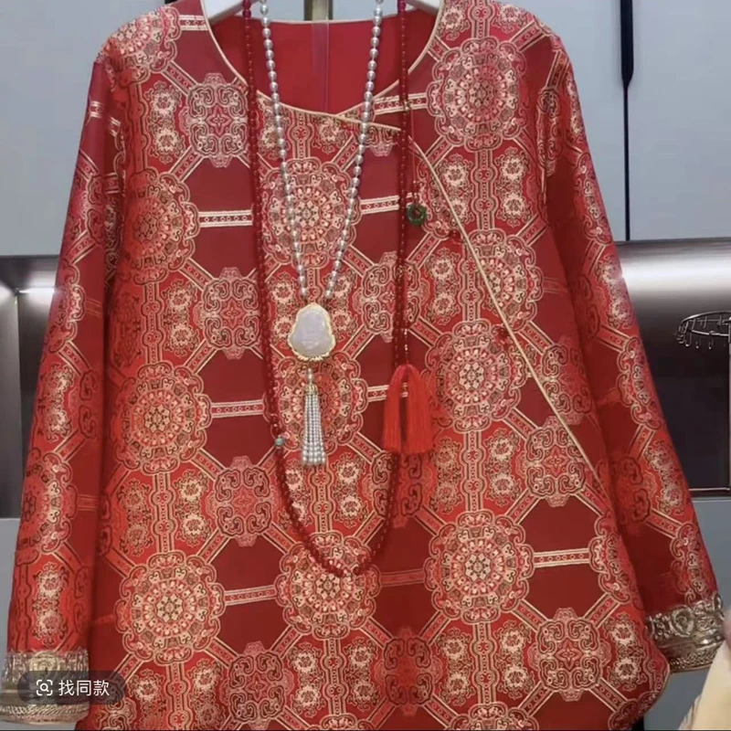 【西红柿】冬季新款新中式国风打底衬衫女新年拜年上衣