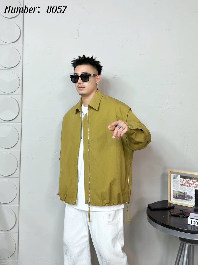 长袖夹克宽松型翻领常规款春季男精致韩风薄款修身型短款拉链