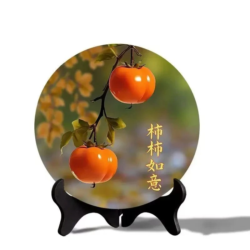 C财源滚滚摆件现代装饰画八方来财圆盘摆件玄关柜成品客厅摆件t