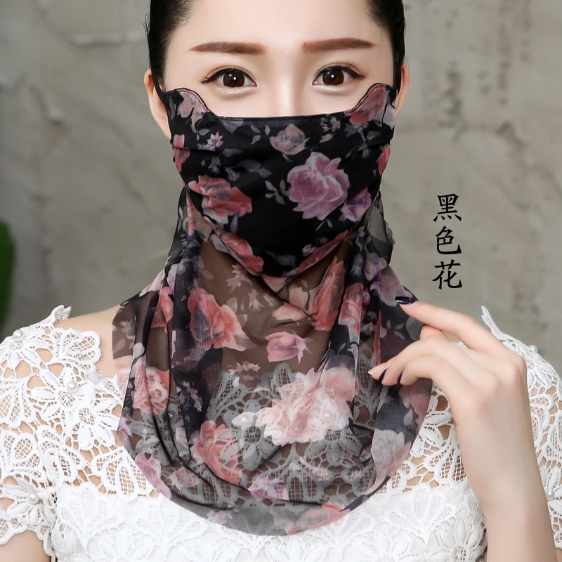 夏季防晒冰丝防晒面罩挂耳口罩女轻薄透气易呼吸超柔遮阳防紫外线
