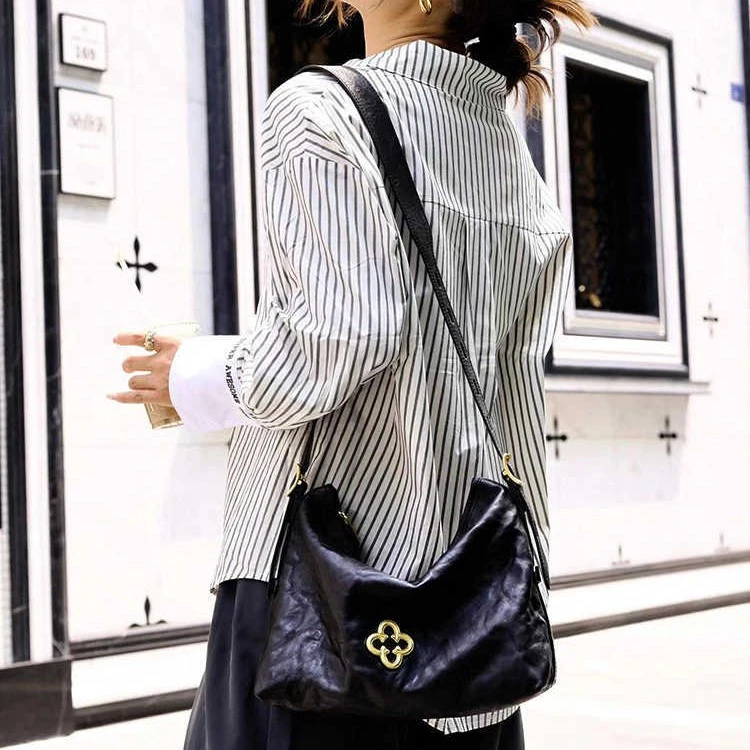 2025新款松涛hobo单肩腋下托特包春夏高级感褶皱植鞣牛皮斜挎包