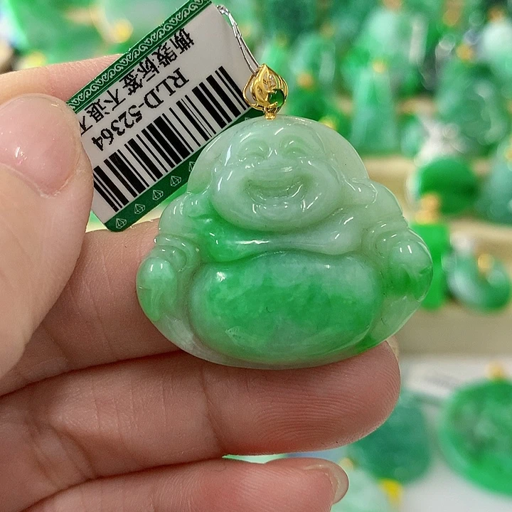 翡翠颈饰18K金镶嵌挂件