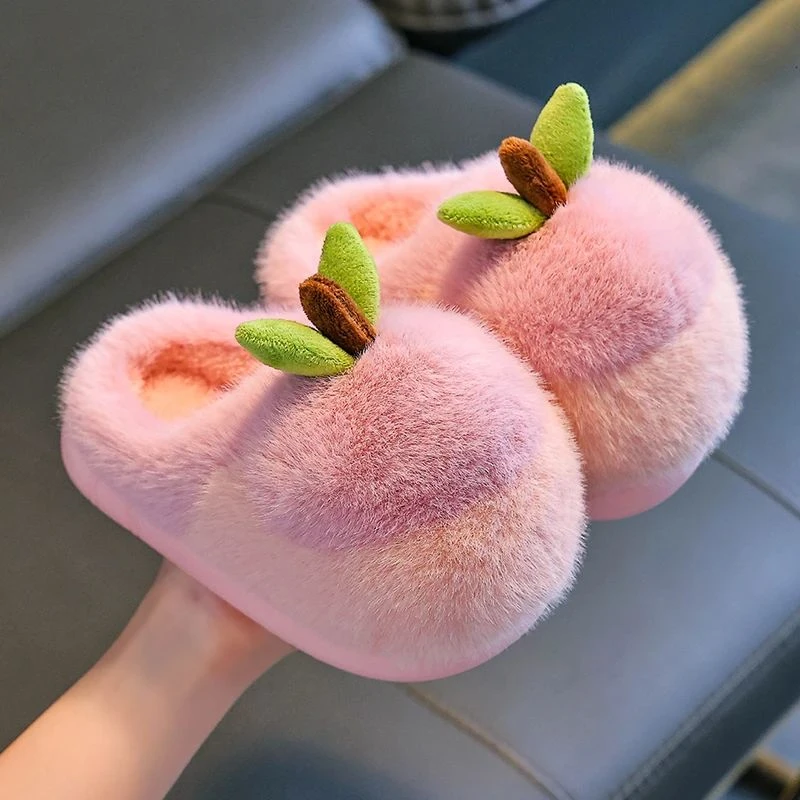 儿童拖鞋新款男女童居家防滑保暖小孩宝宝软底小苹果亲子款棉拖鞋