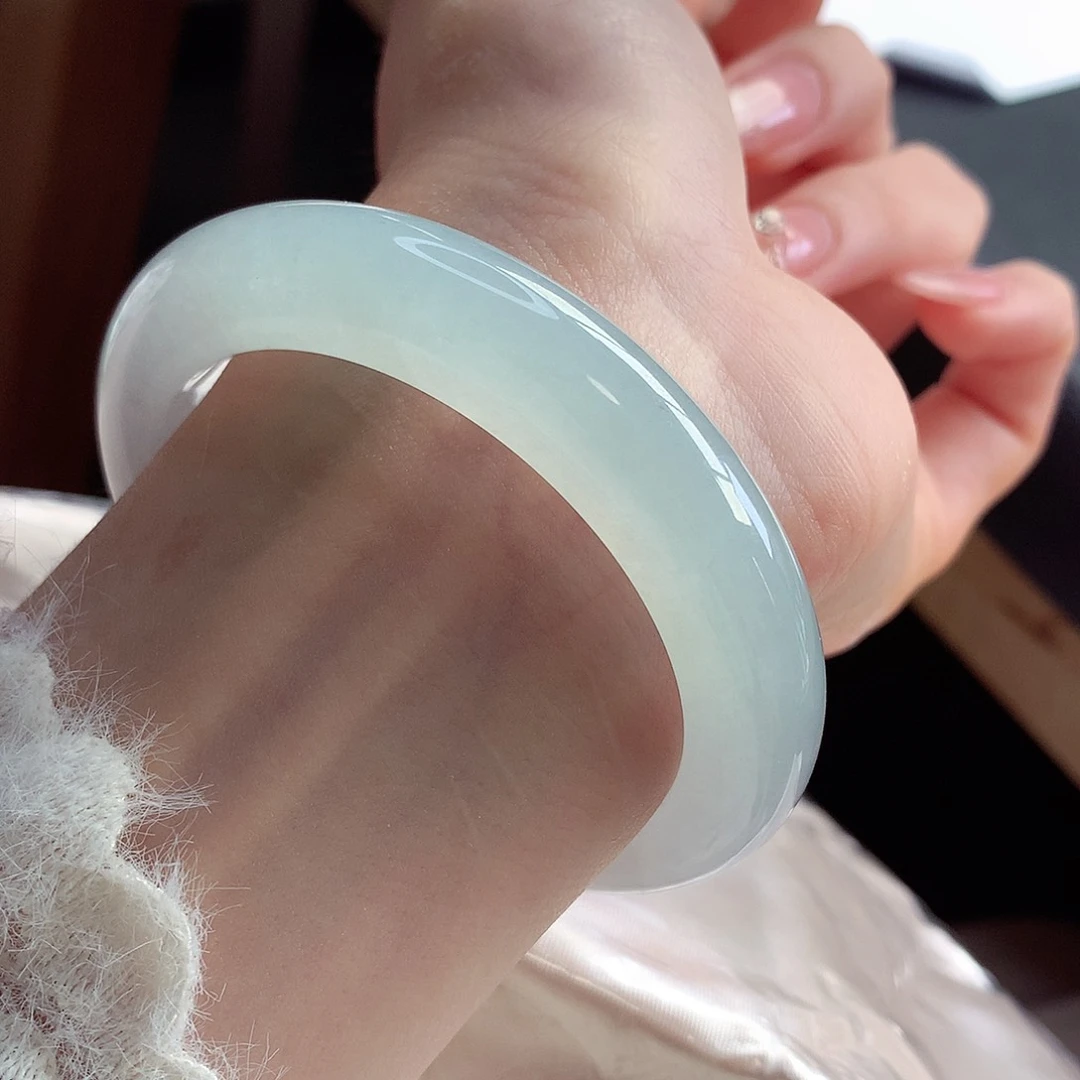 未镶嵌手镯翡翠天然A货翡翠52-53质感超优秀 冰透亮20号