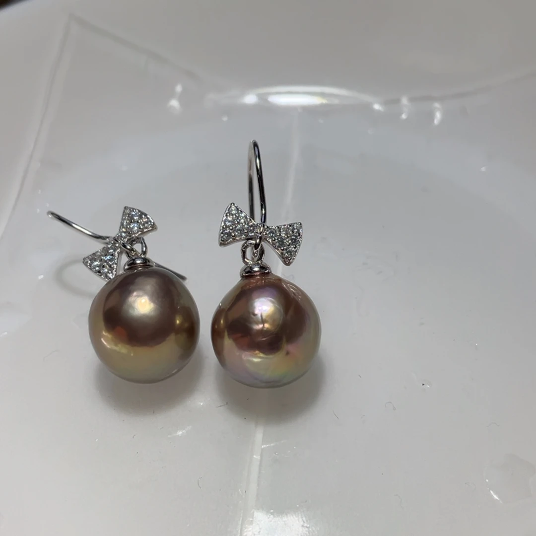 淡水珍珠耳饰银S925镶嵌