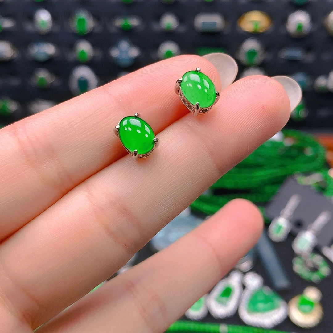 翡翠未镶嵌吊坠(不含链)耳钉