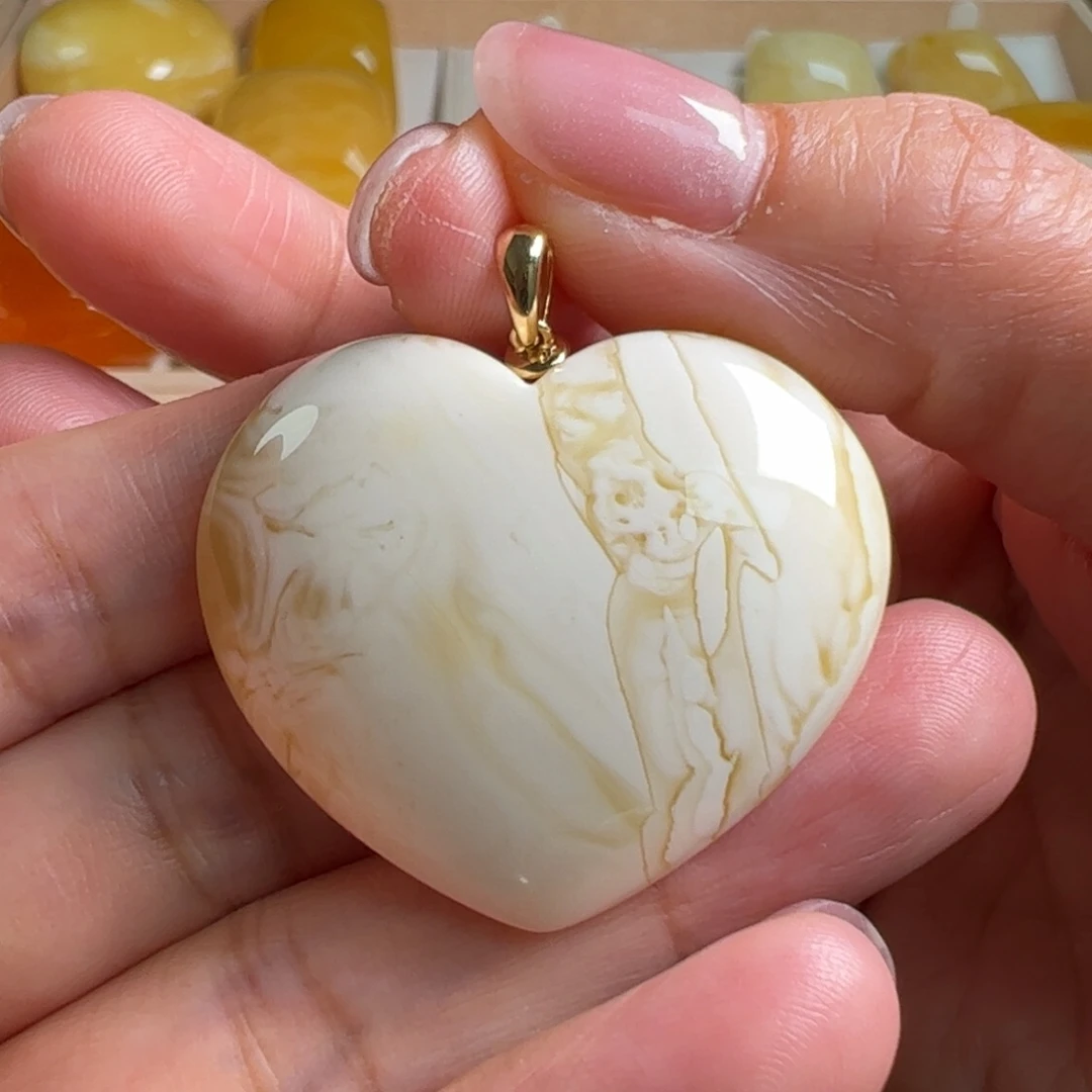 蜜蜡吊坠(不含链)18K金镶嵌无优化