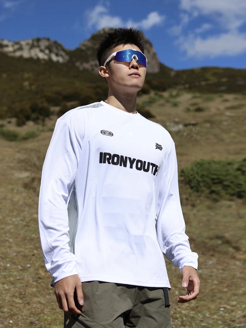 IRONYOUTH美式透气网孔速干运动长袖T健身衣服男训练篮球上衣秋冬