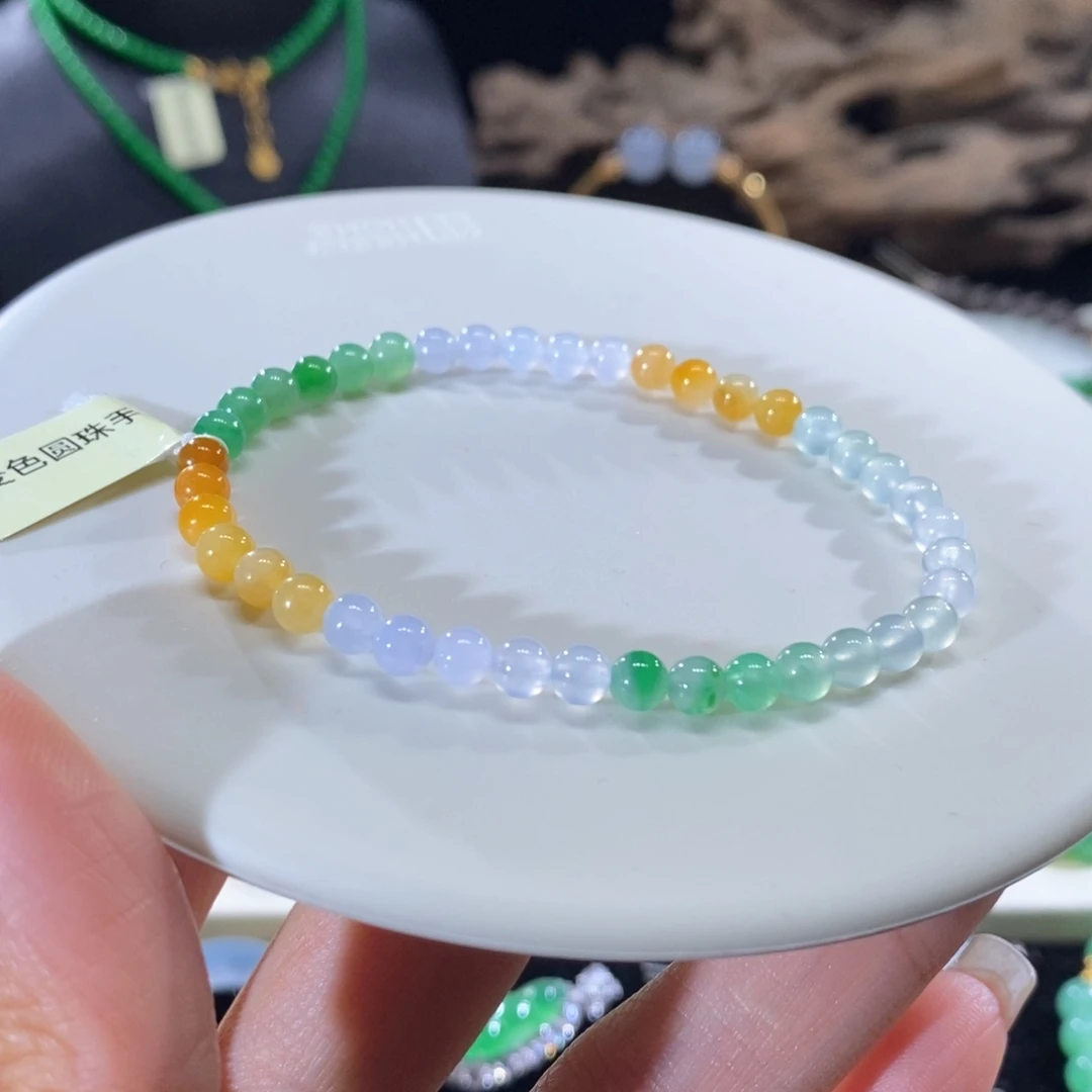 翡翠未镶嵌颈饰翡翠渐变色小珠手串