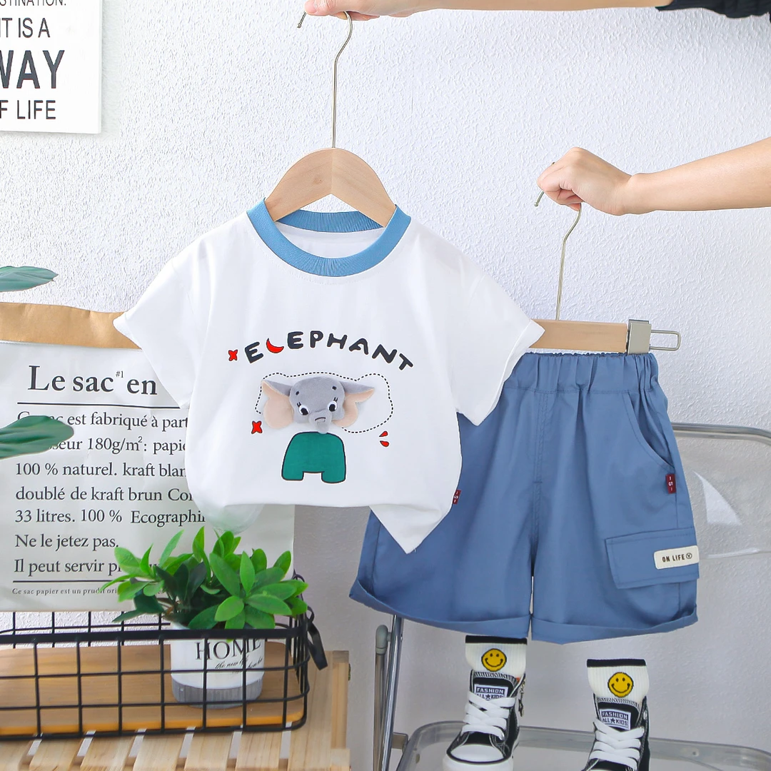 新款夏季2025男童短袖夏装套装洋气宝宝儿童衣服帅气两件套