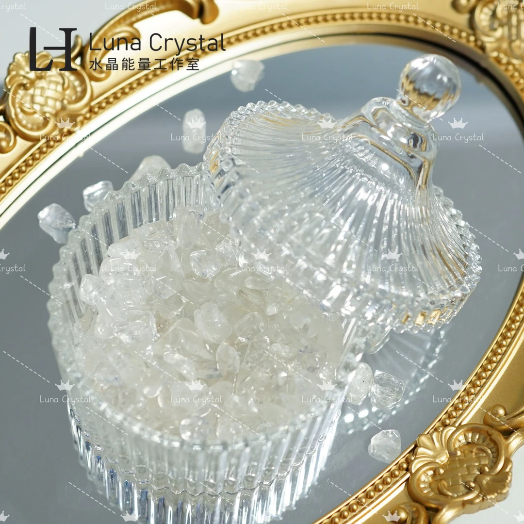 Luna【消磁碗套装】水晶手串消磁碗+天然白水晶碎石+棉布收纳袋