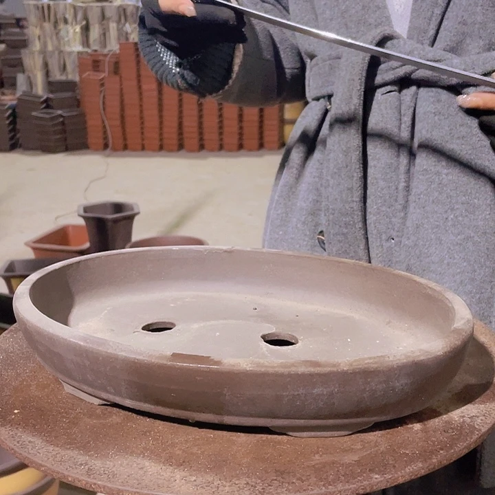 紫砂37椭圆盆景花盆