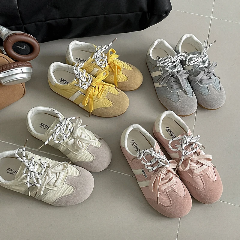 南在南方白色复古厚底德训鞋女2025新款春季休闲运动百搭阿甘板鞋