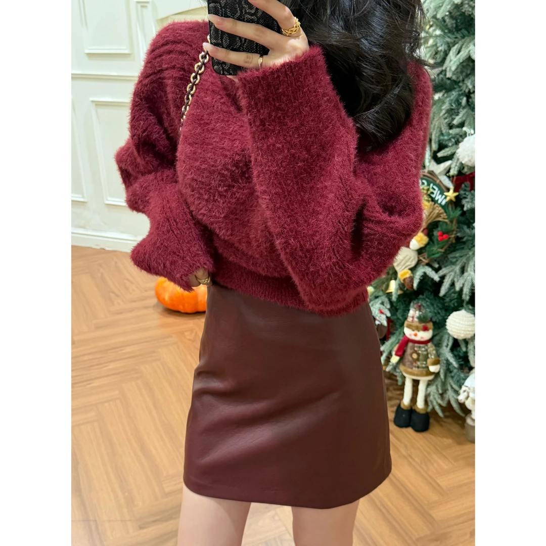 JIJINQI网红气质红色时尚女士百搭秋冬设计感半身裙JD11BZPT1905