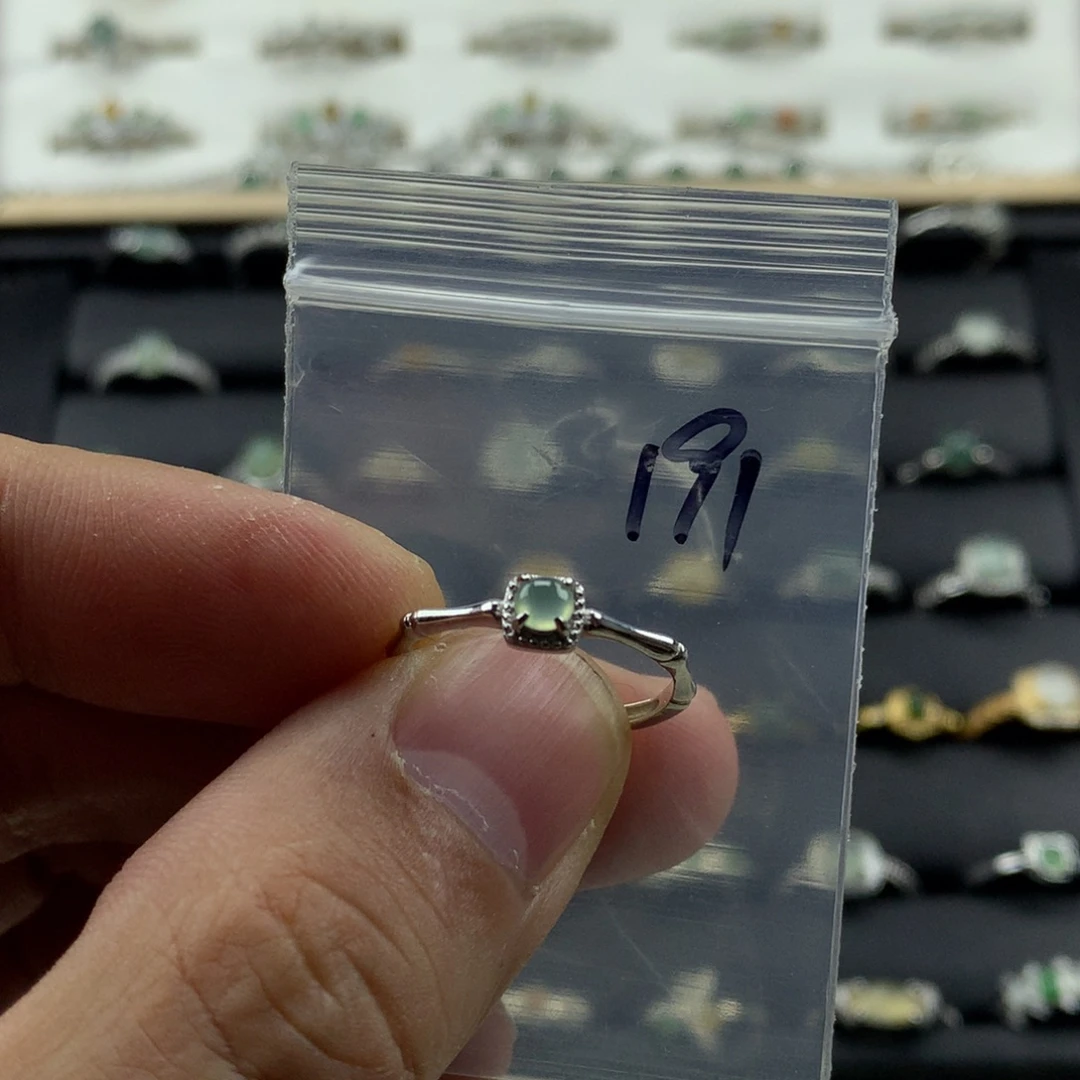 翡翠银S925镀金镶嵌戒指191