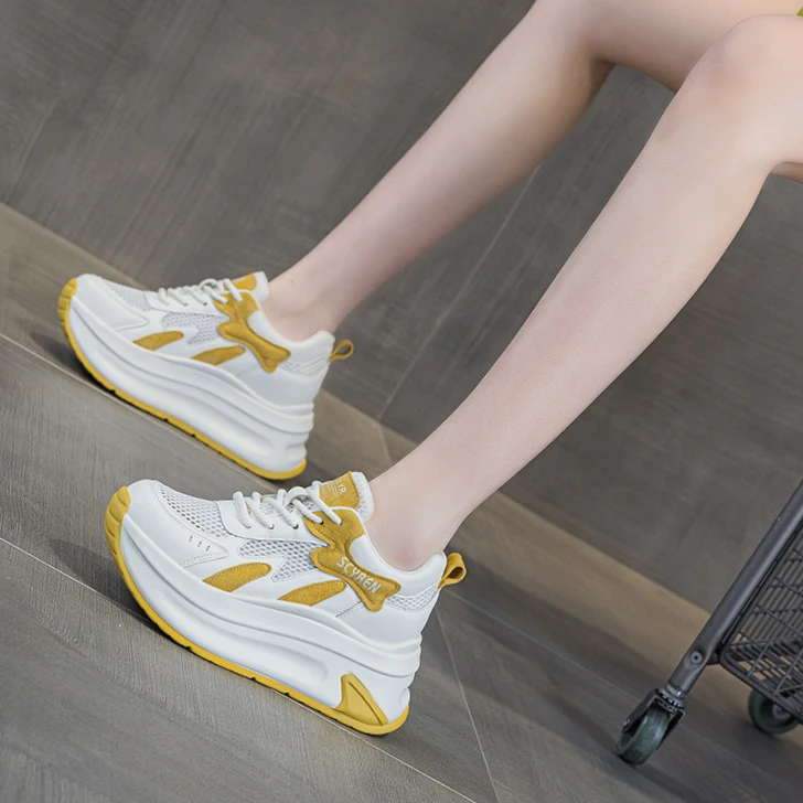 【增高8CM】小个子厚底透气阿甘鞋女2025新款小白鞋休闲时尚百搭