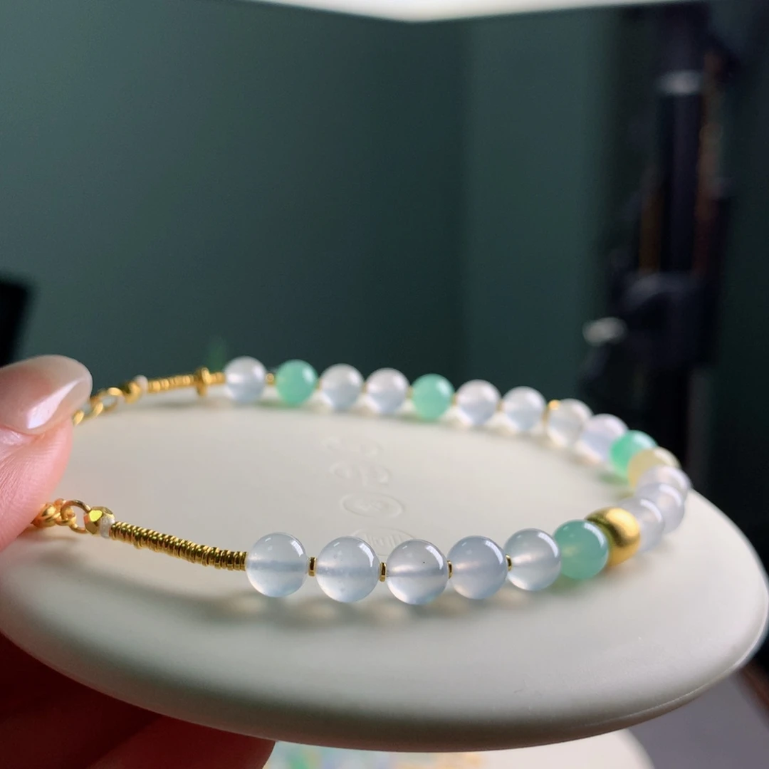 足金镶嵌手链翡翠手串