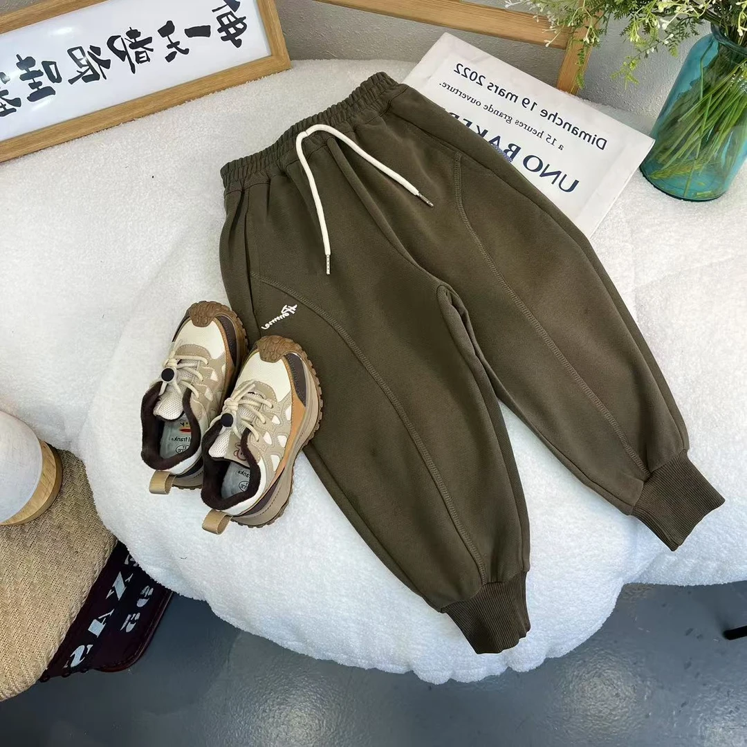 kz-3505绿春秋棉布男童时尚休闲宽松中大童韩版洋气高品质休闲裤