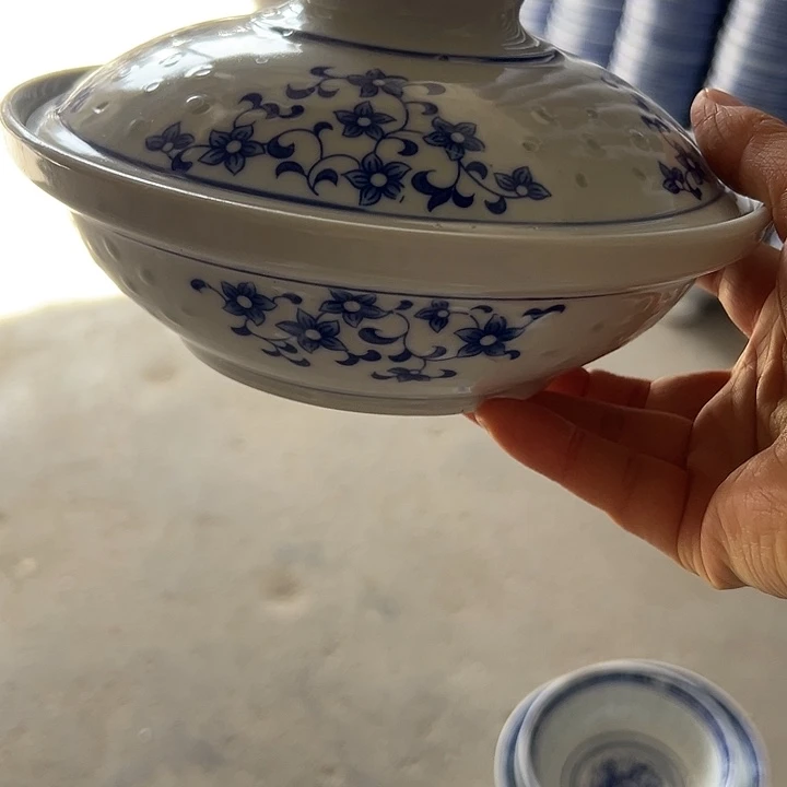 陶青花玲珑8寸紫荆花和气