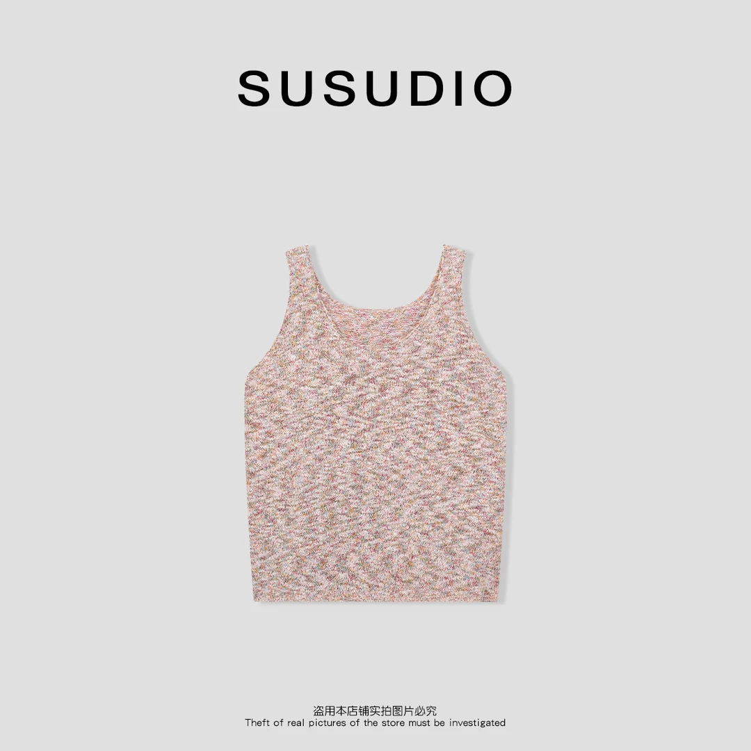 SUSUDIO 设计款独特纹理问感染色圆领背心00017