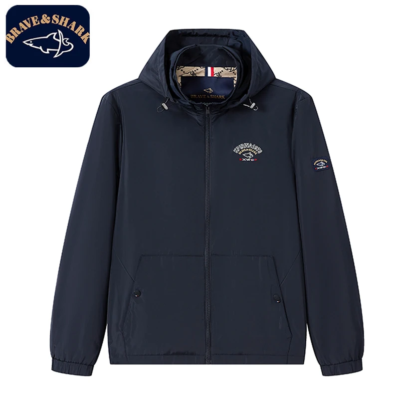 【官方正品】BRAVE&SHARK/勇士鲨鱼夹克男连帽春秋款时尚男士外套
