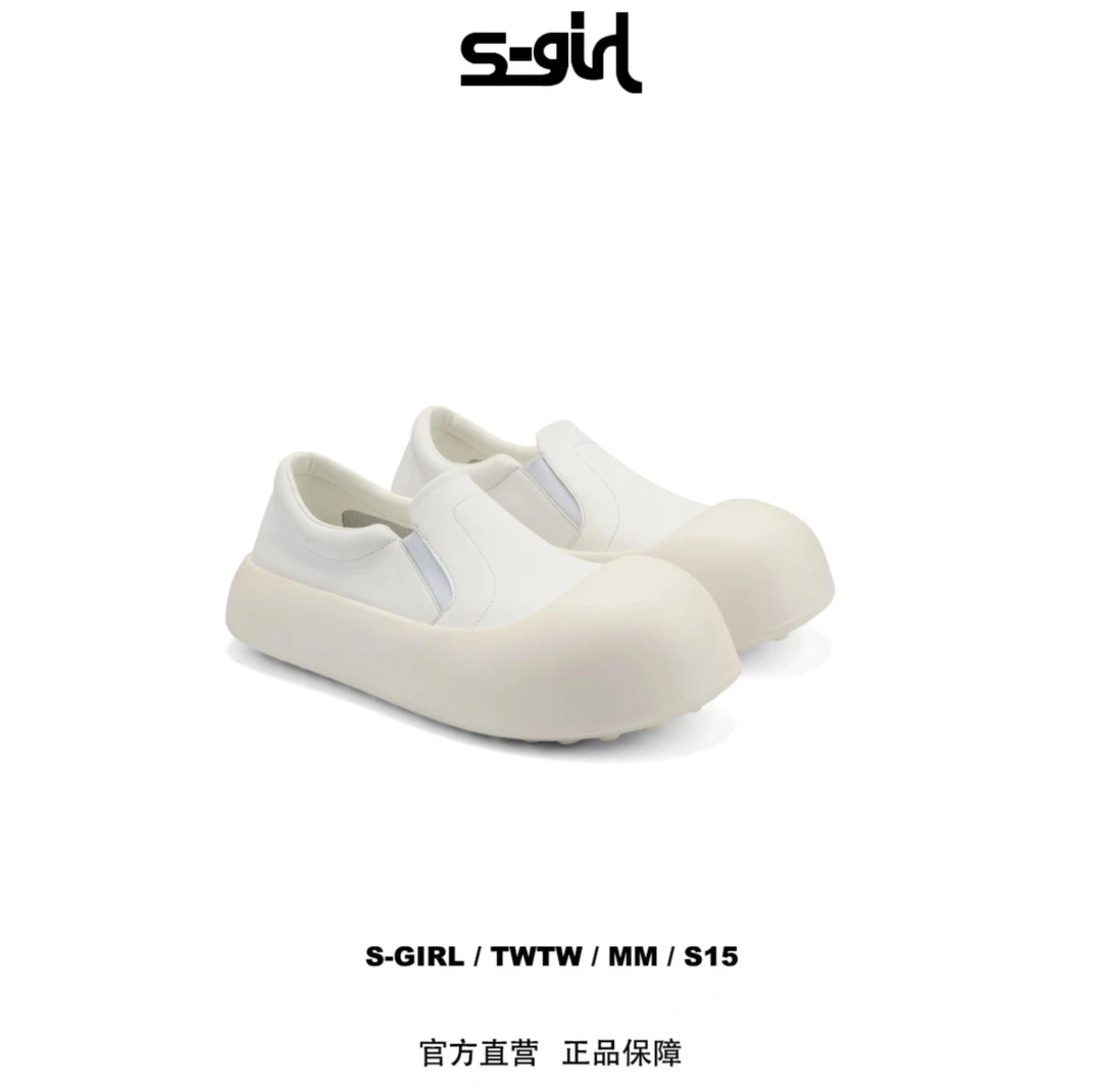 SGIRL TWTW［C580-7］圆头丑萌大头面包鞋厚底一脚蹬懒人鞋小白鞋