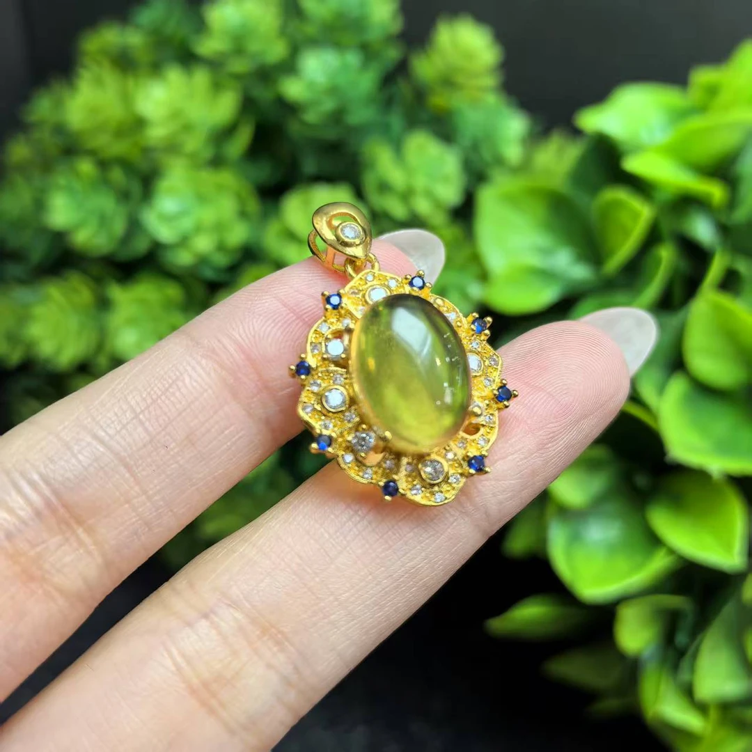 面面来财珠宝MT2534-琥珀蓝珀吊坠-配麻花链-多样性只发一件