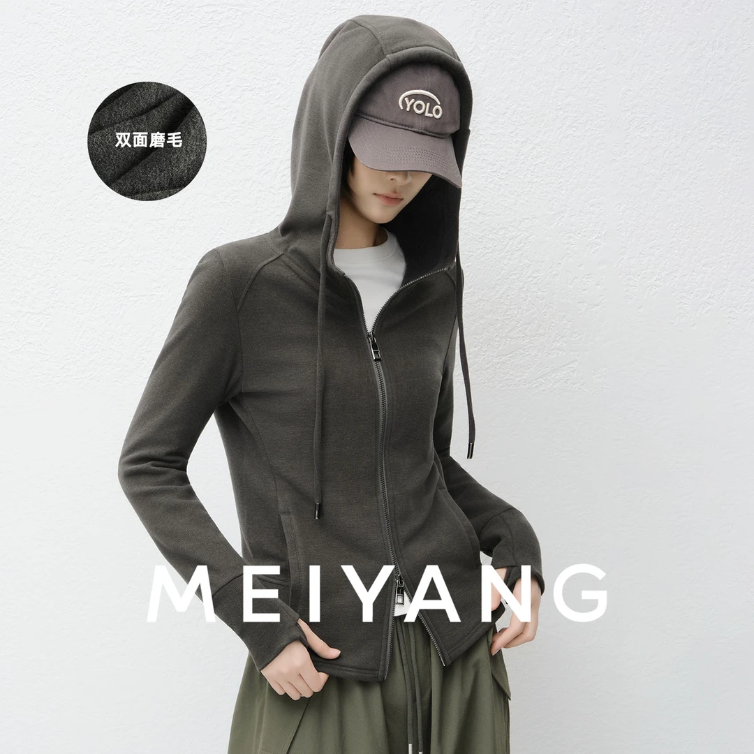 A美洋MEIYANG 晨练外套【商场同款】发热保暖抗静电连帽拇指洞-周三