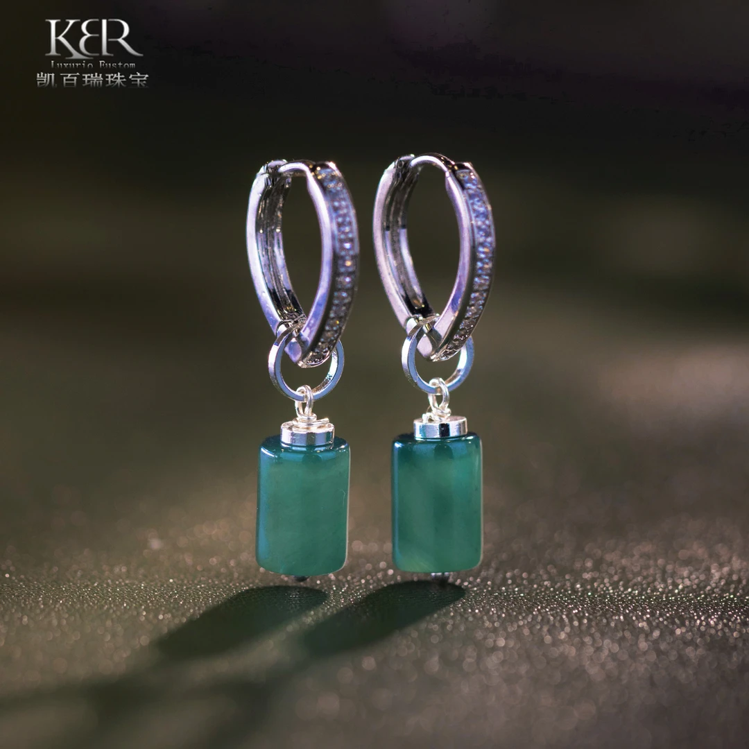 【甄选】高定天然A货翡翠桶珠耳饰耳扣简约时尚大气百搭 KBR1030002