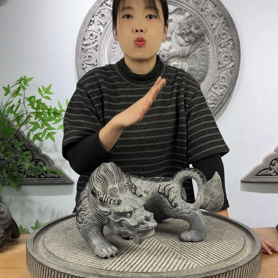 石材青石雕刻u型吸水兽长宽30厘米高20厘米