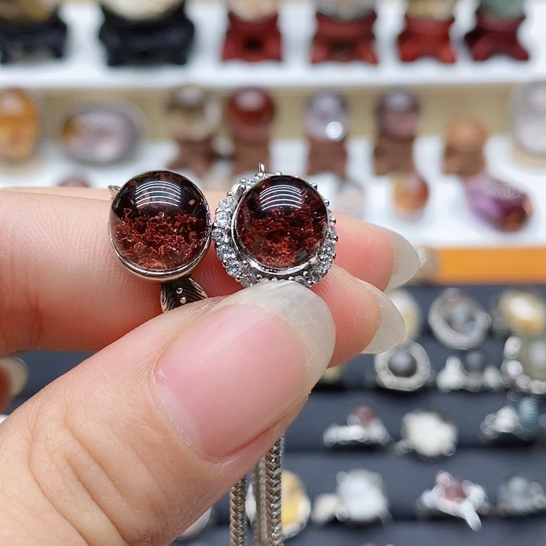 行***开水晶戒指银S925镶嵌活口