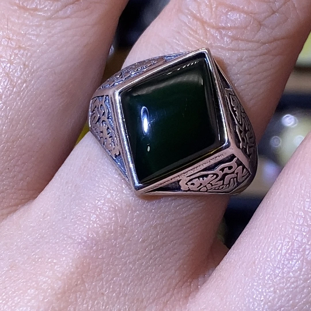 苍***泽蓝珀银S925镶嵌戒指